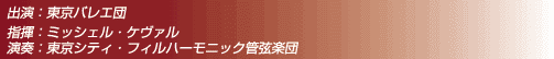 出演：東京バレエ団　指揮：ミッシェル・ケヴァル　演奏：東京シティ・フィルハーモニック管弦楽団